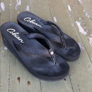 Black Cobian Flip Flop Wedge Size 7